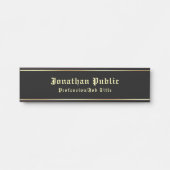 カリグラフブラック金ゴールドクラシックノスタルジックテンプレート サインプレート (正面)