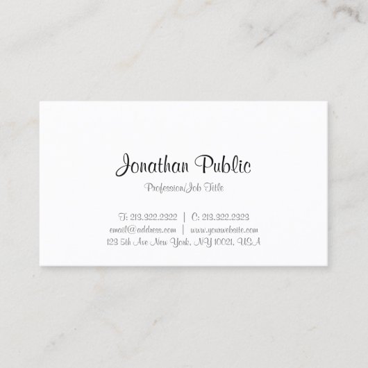 カリグラフモダンドされたスクリプトのミニマルテンプレート 名刺 (正面)