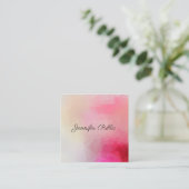 カリグラフ文字エレガントピンクモダンテンプレート スクエア名刺 (スタンド正面)