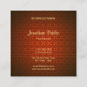 カリグラフ文字テンプレートレッドダマスクプロフェッショナル スクエア名刺 (裏面)