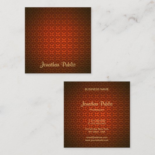 カリグラフ文字テンプレートレッドダマスクプロフェッショナル スクエア名刺 (正面/裏面)