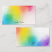 カリグラフ·モノグラム·テンプレート·レカラフルインボー ノートカード (正面/裏面)