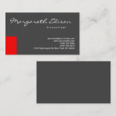 カリグリストライプグ赤グレイ澄ん名刺 名刺 (正面/裏面)