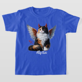 カリコおもしろいデーモンアンジェルキャット Tシャツ