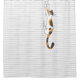 カリコぶら下がったキャット |猫好きおもしろいー シャワーカーテン