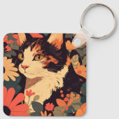 カリコエレガントキャットインフローラガーデンキーチェーン キーホルダー (裏面)