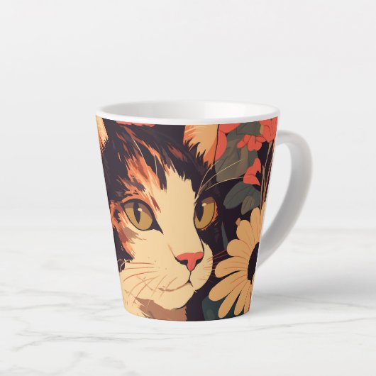 カリコエレガントキャットインフローラガーデン カフェラテマグ (右アングル)