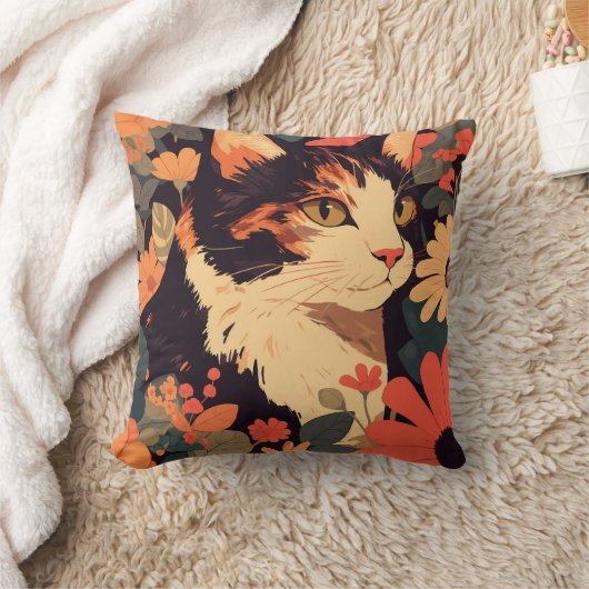 カリコエレガントキャットインフローラガーデン クッション (ブランケット)