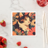 カリコエレガントキャットインフローラガーデン スタンダードカクテルナプキン (インサイチュ)