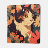 カリコエレガントキャットインフローラガーデン セラミックオーナメント (左)