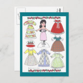 カリコガールスーザンオールドファッションド紙ドール ポストカード (正面/裏面)