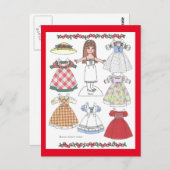 カリコガールベッシーオールドファッションド紙ドール ポストカード (正面/裏面)