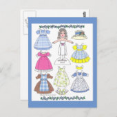 カリコガールレイチェル古ファッションド紙ドール ポストカード (正面/裏面)