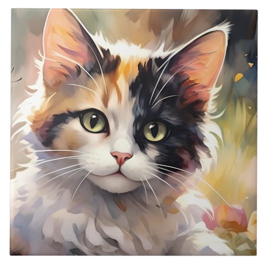 カリコキャットアンド蝶イン春ガーデン タイル (正面)