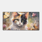 カリコキャットアンド蝶イン春ガーデン デスクマット (正面)
