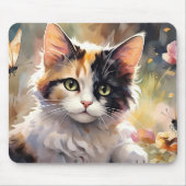 カリコキャットアンド蝶イン春ガーデン マウスパッド (正面)