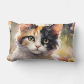 カリコキャットアンド蝶イン春ガーデン ランバークッション (正面)