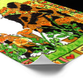 カリコキャットウィズカリフォルニアポピーフォークアート ポスター (角)