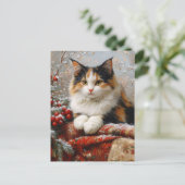 カリコキャットウィンターシ絵を描ーン ポストカード (スタンド正面)