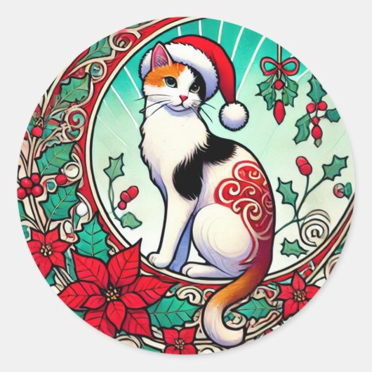 カリコキャットクリスマス ラウンドシール (正面)