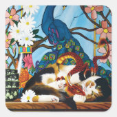 カリコキャットドラゴンレッド スクエアシール (正面)