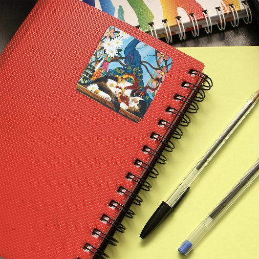 カリコキャットドラゴンレッド スクエアシール