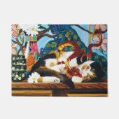 カリコキャットドラゴンレッド ドアマット (正面)