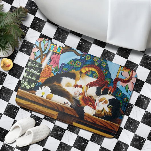 カリコキャットドラゴンレッド バスマット