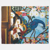 カリコキャットドラゴンレッド フリースブランケット (正面(横))