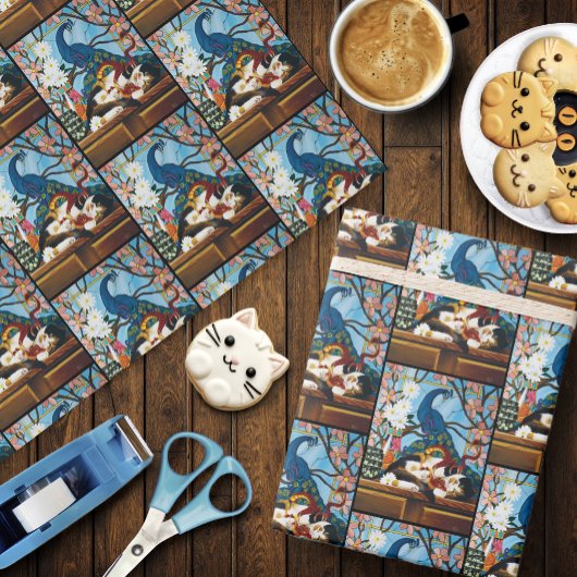 カリコキャットドラゴンレッド ラッピングペーパー