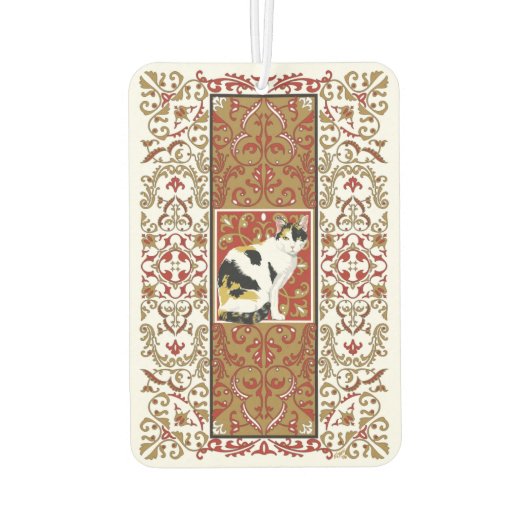 カリコキャットファンシーレッドと金ゴールドデザイン カーエアーフレッシュナー (裏面)