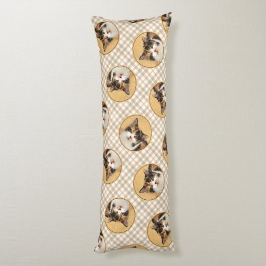 カリコキャットポートレート絵を描ズキュートオリジナルアート ボディピロー (裏面 (縦))