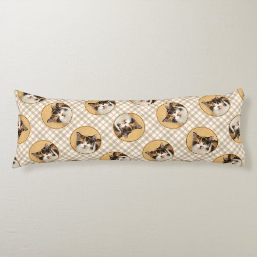 カリコキャットポートレート絵を描ズキュートオリジナルアート ボディピロー (正面)