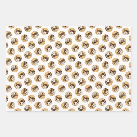 カリコキャットポートレート絵を描ズキュートオリジナルアート ラッピングペーパーシート (正面2)