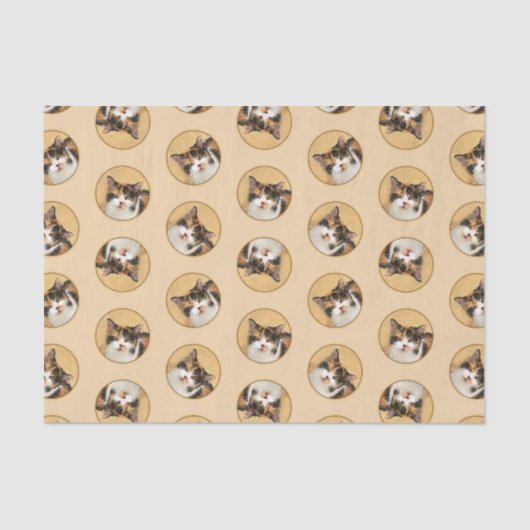 カリコキャットポートレート絵を描ズキュートオリジナルアート 薄葉紙 (正面)