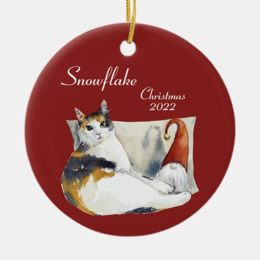 カリコキャット格言クリスマステーマ水の色セラミ セラミックオーナメント (正面)