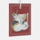 カリコキャット格言クリスマステーマ水彩 ガラスオーナメント (正面右)