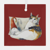 カリコキャット格言クリスマステーマ水彩 ガラスオーナメント (裏面)