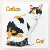 カリコパーソナライズされた猫 ガラスコースター (正面)