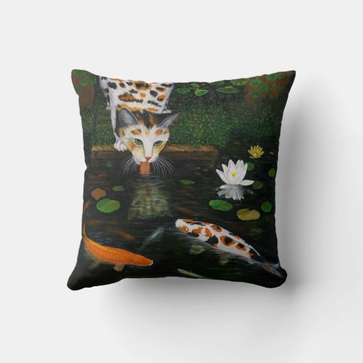 カリコ猫とコイ魚 クッション (裏面)