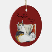 カリコ猫のノームクリスマス水彩画 セラミックオーナメント (右)