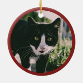 カリコ猫のノーム クリスマス テーマ 水彩 セラミックオーナメント (裏面)