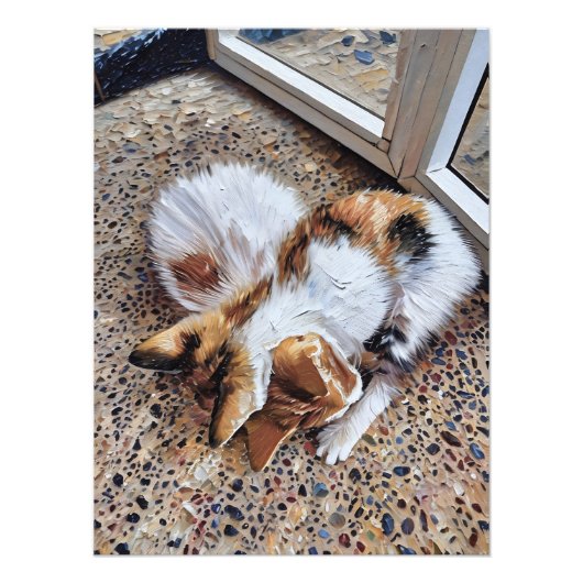 カリコ猫のリラックス質感のある地面の平和な様子 フォトプリント            (正面)