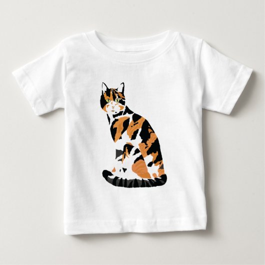 カリコ猫の座り ベビーTシャツ (正面)