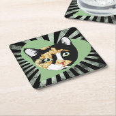 カリコ猫の愛 スクエアペーパーコースター (アングル)