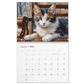 カリコ猫の水彩画アート 12ヶ月 2024 カレンダー (1月 2027)
