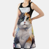 カリコ猫イン春ガーデンと蝶 エプロン (インサイチュ)