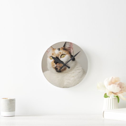 カリコ猫 ラウンド壁時計 (ホーム)
