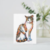 カリコ猫#2 子猫 水彩画 ポストカード (スタンド正面)