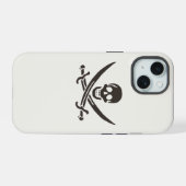 カリコ・ジャックの海賊旗 黒曜石のドクロ剣 iPhone 15ケース (裏面横)